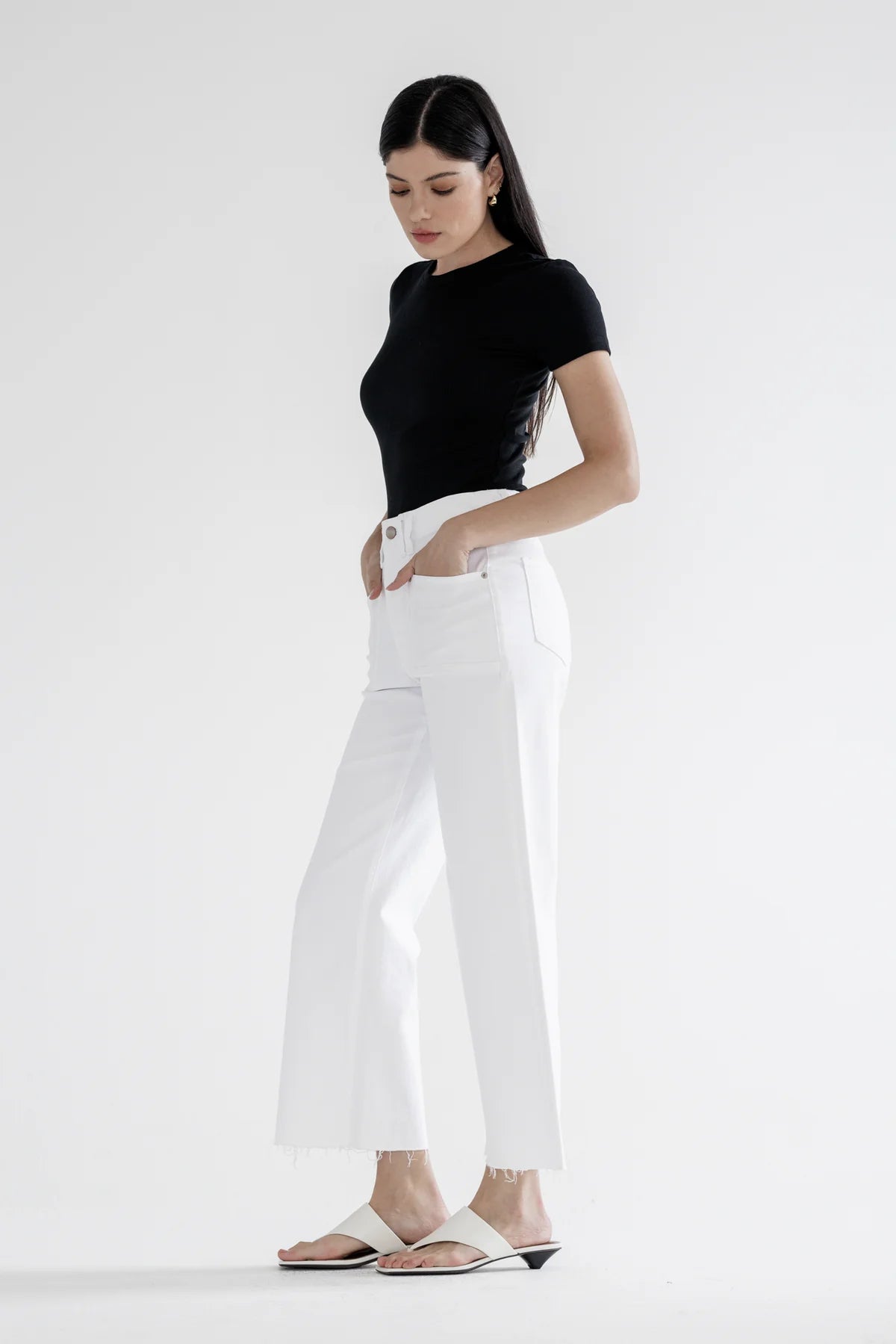 Mica White Super High Rise Wide Leg Crop