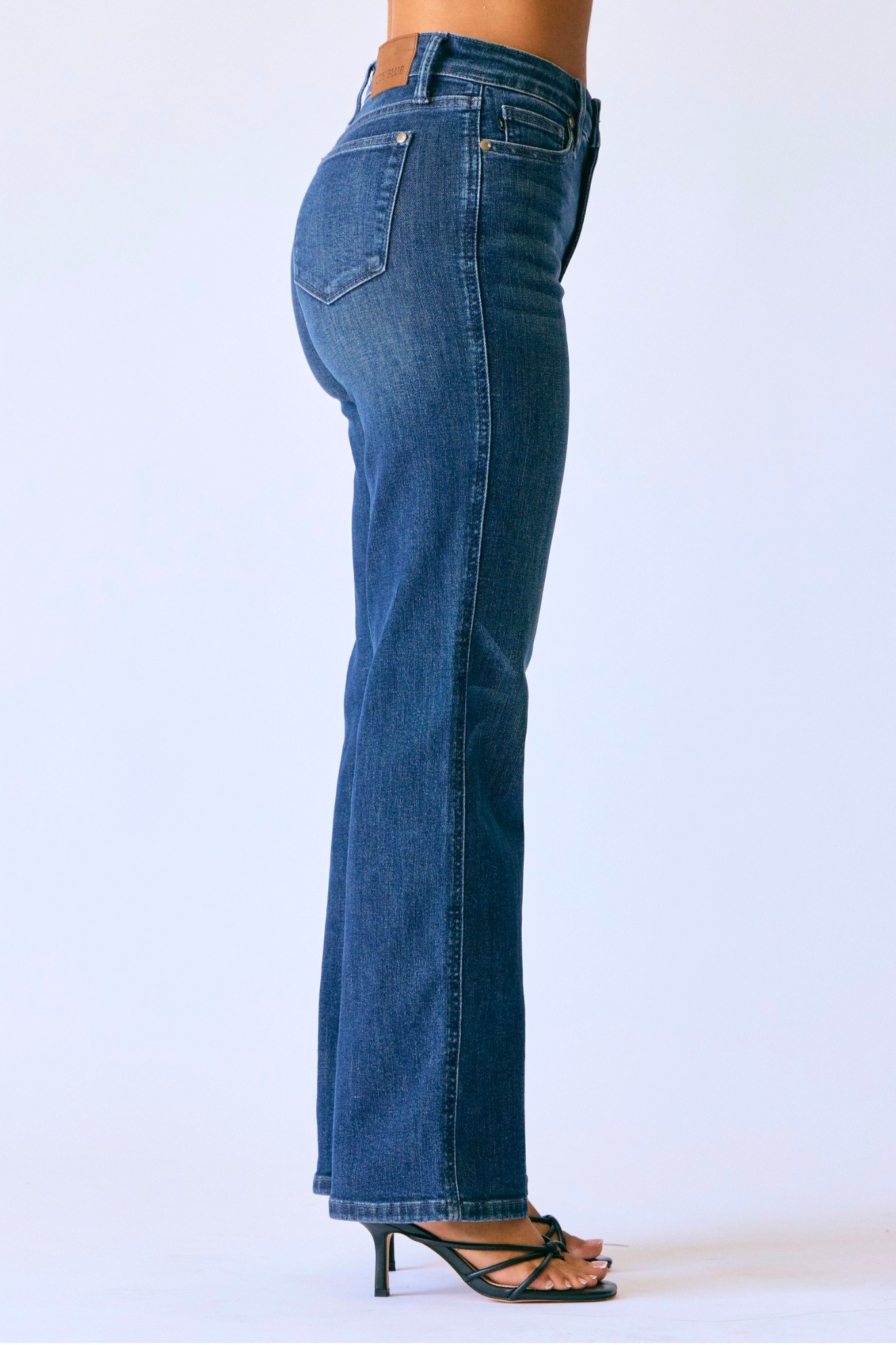 Judy Blue Petite Mid Rise Tummy Control Straight Leg Dark Wash Jean