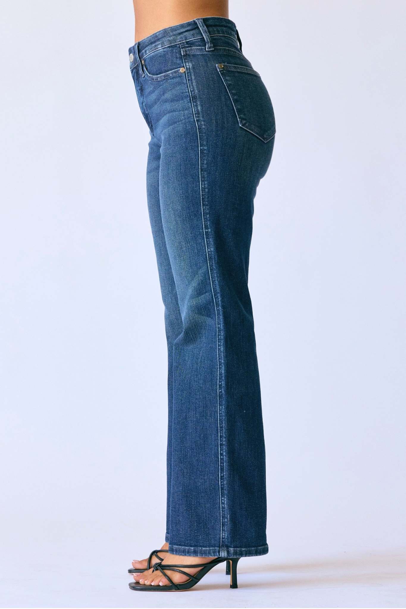 Judy Blue Petite Mid Rise Tummy Control Straight Leg Dark Wash Jean