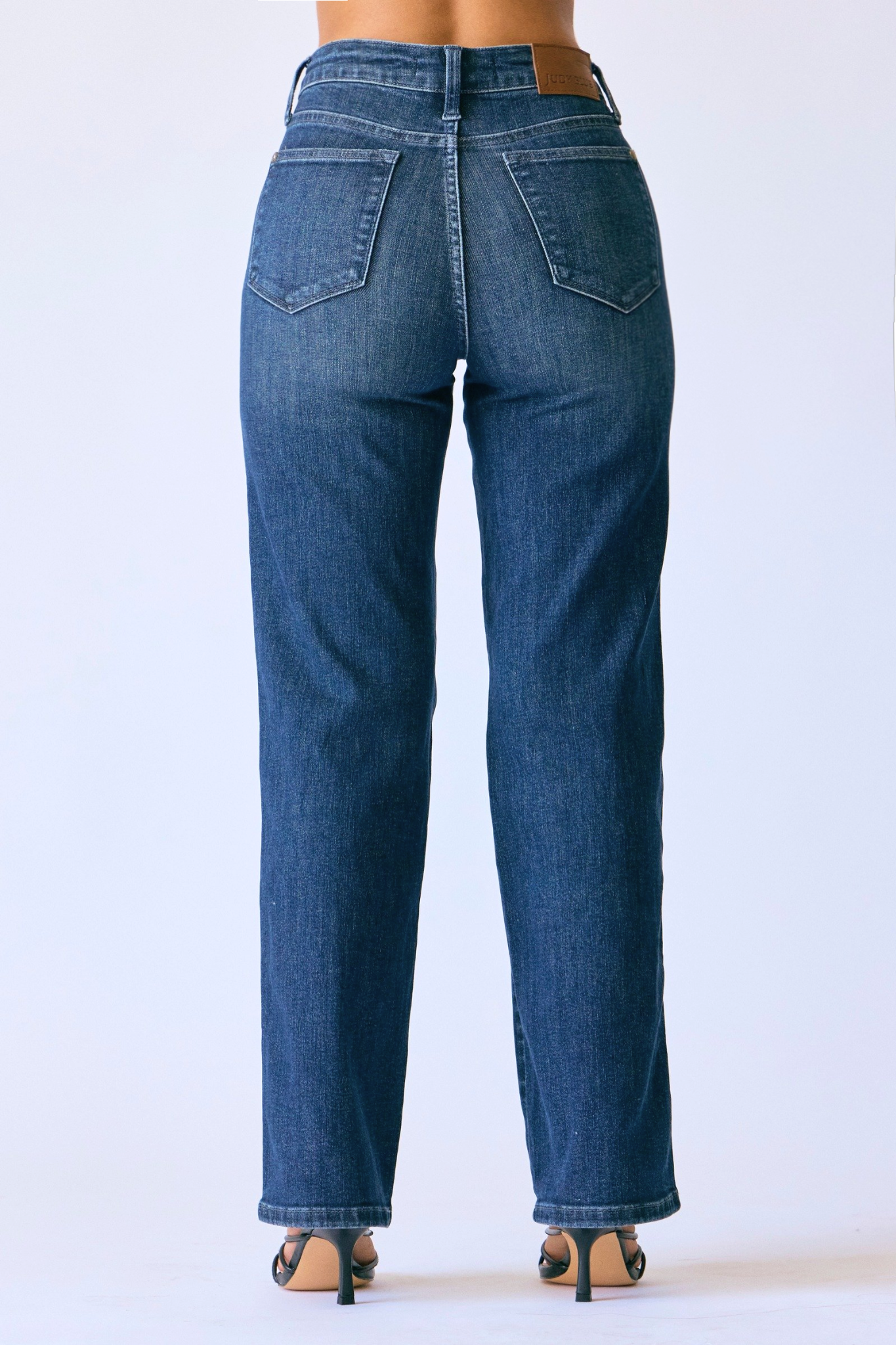 Judy Blue Petite Mid Rise Tummy Control Straight Leg Dark Wash Jean