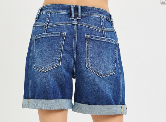 Risen High Rise Seamed Front Seam Roll Up Shorts