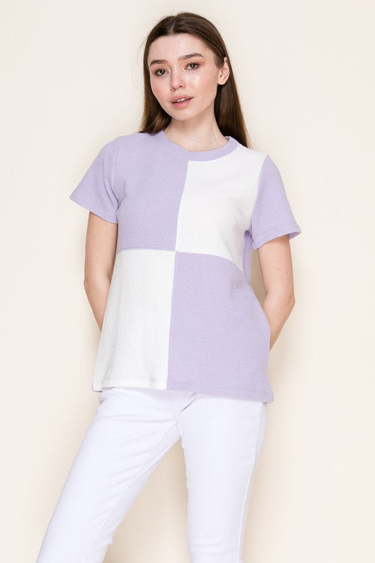 Cloudy Check Knit Top