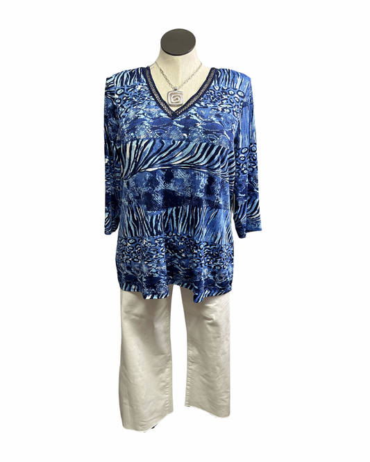 Ocean Mosaic V-Neck Top