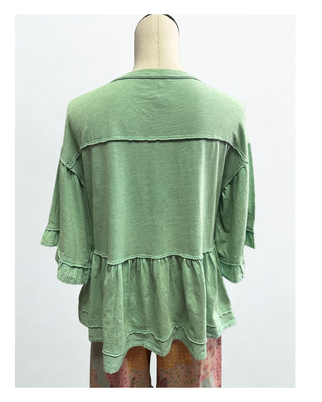 Wing Sleeve Eyelet Mix Top