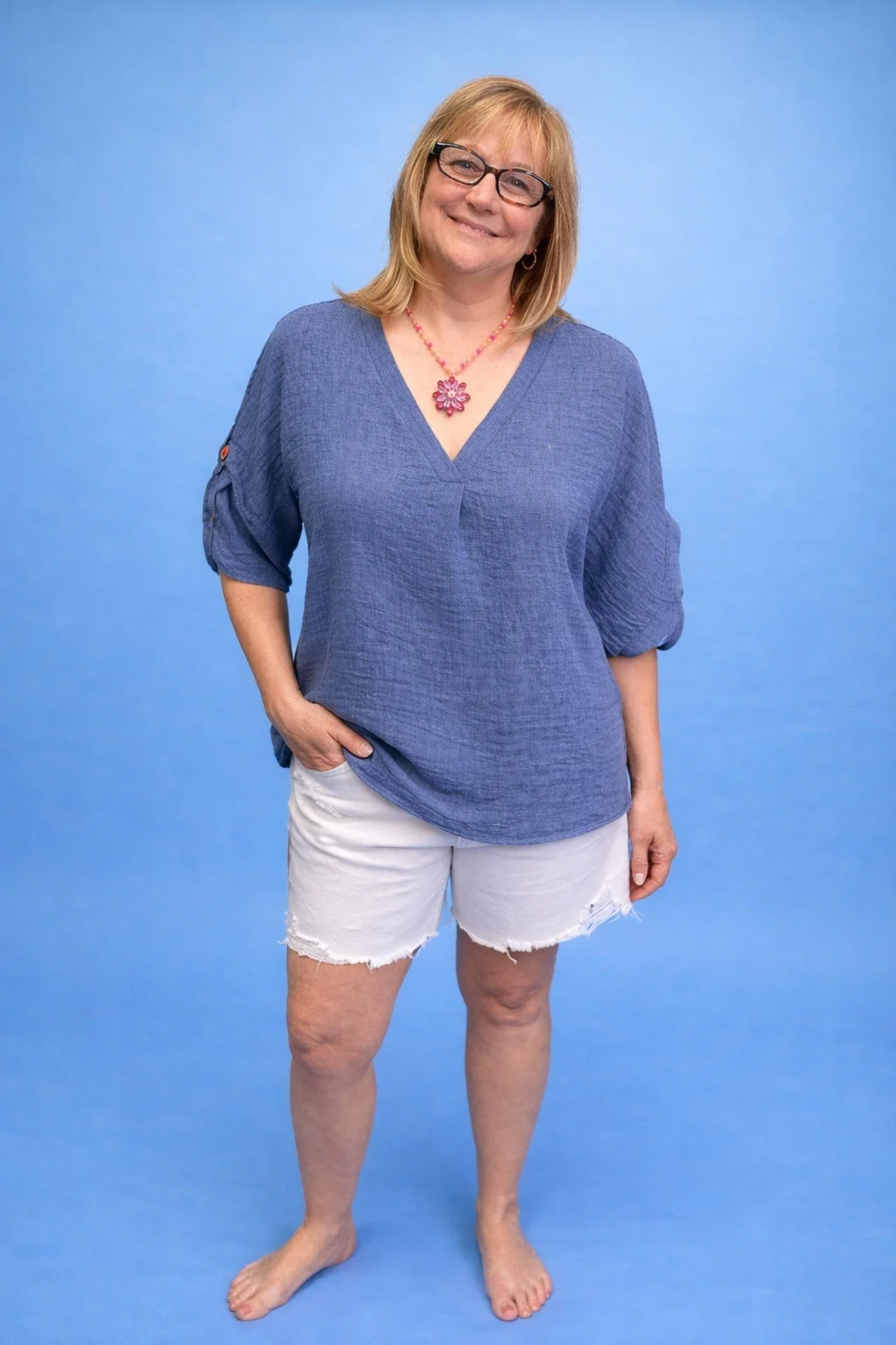 Linen in Blue Top
