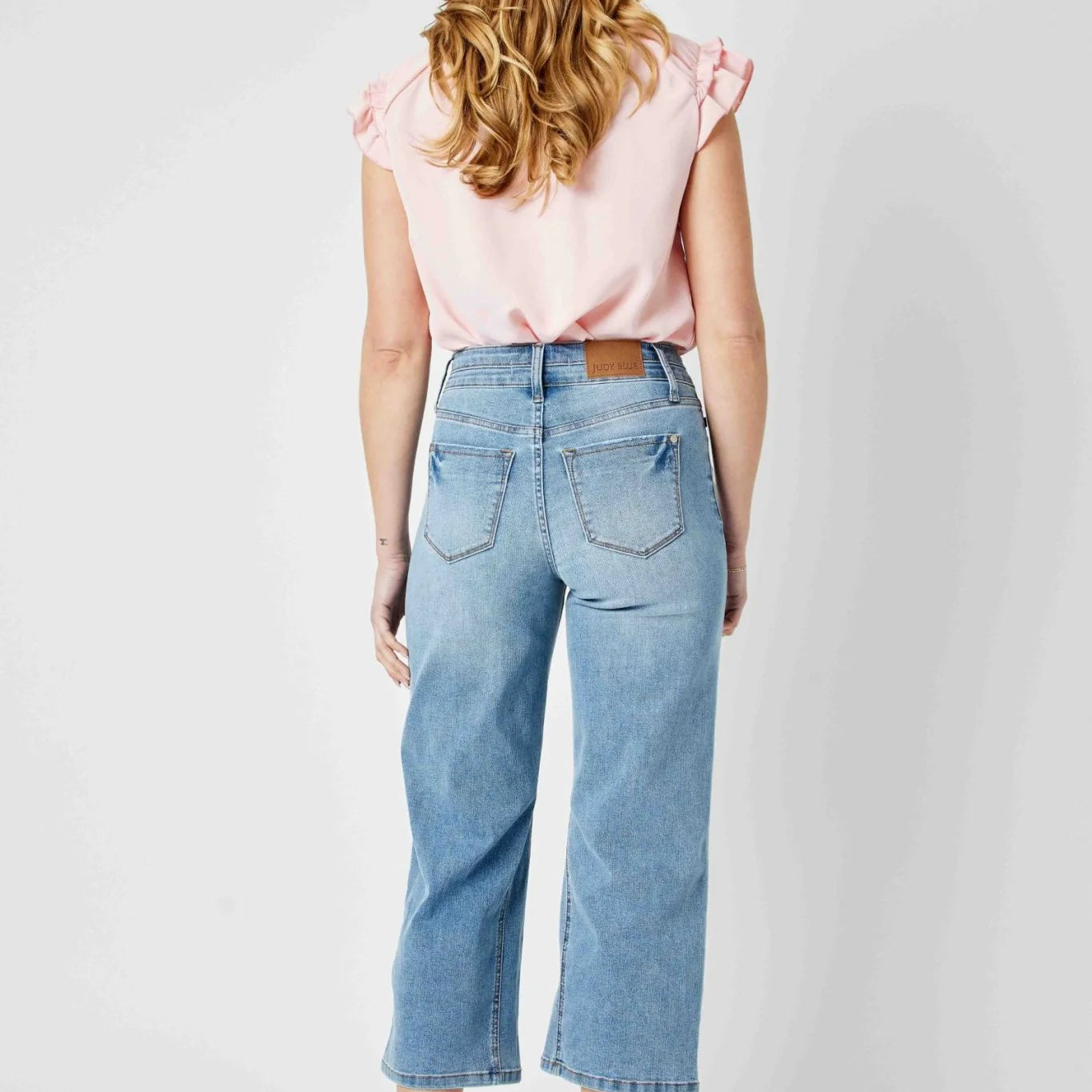 Judy Blue Double Button Wide Leg Crop Sorbtek Jeans